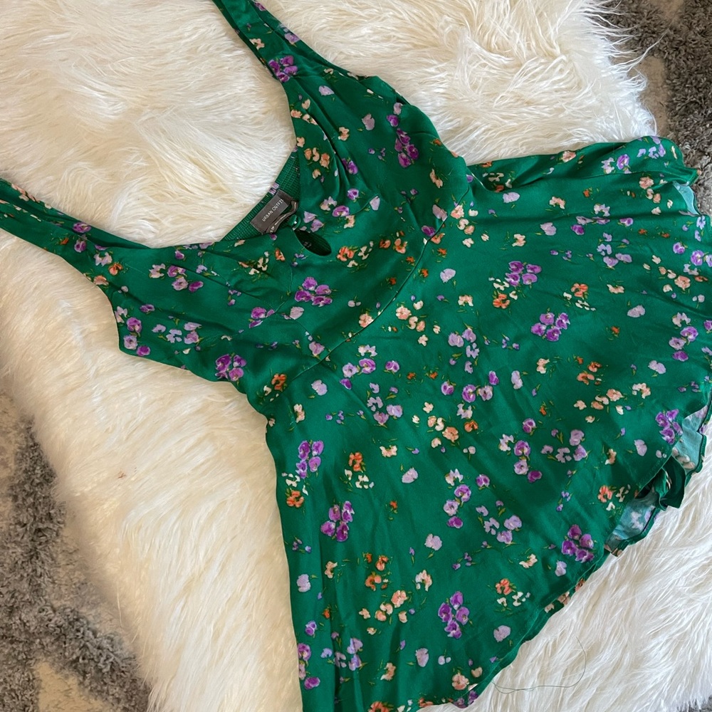 Green floral romper